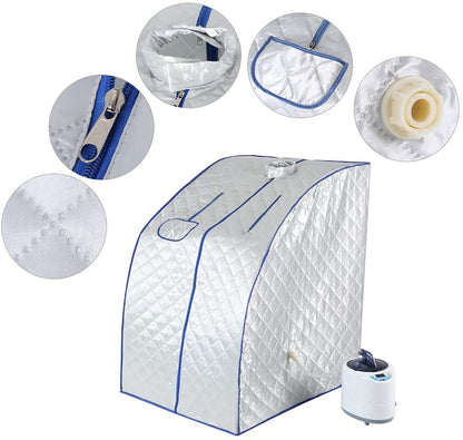 U5GAAALPPQ9 Portable Steam Tent Spa Sauna Machine 1-9 Level Temperature for No Water Automatically Power Off Lose Weight Toxin Stress Fatigue.