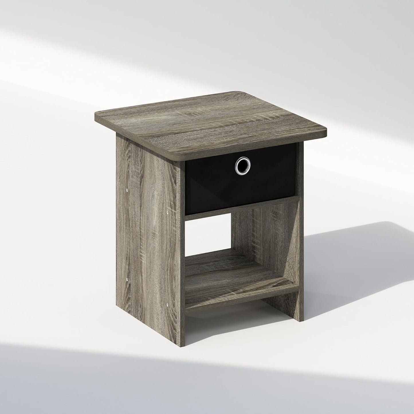 Closet, Furinno TIDUR Night Stand, Square Round Corner Nightstand with Storage Bin, Bedside Table, End Table, Side
