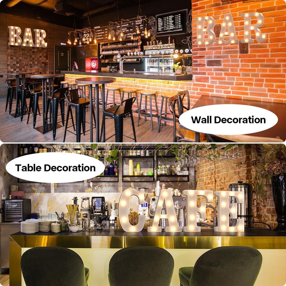 26 Marquee Light up Letters - Alphabet Battery Powered LED Lights, Night Light White Plastic for Engagement Party