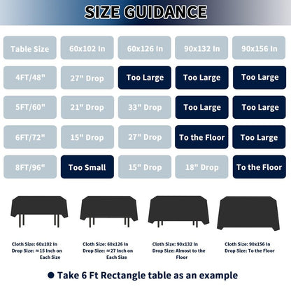 PureFit 6 Pack Rectangle Black Table Cloths 60 x 126 Inch for 6Ft Tables, Stain and Wrinkle Resistant Table Linens for Home Use, Wedding, Party, Banquet and Camping