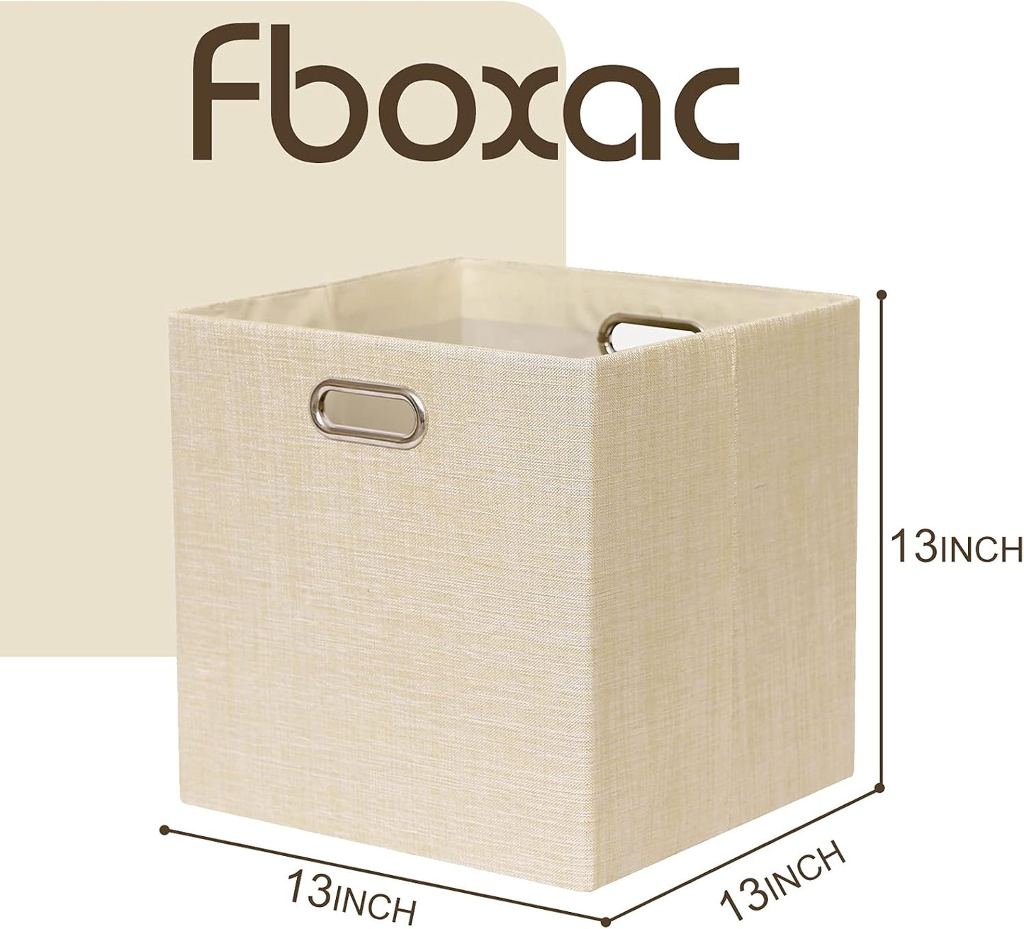 Cube Storage Bins 13×13 Linen - Foldable Box with Handles, Set of 4 for Closet, Shelf, Cabinet Organization