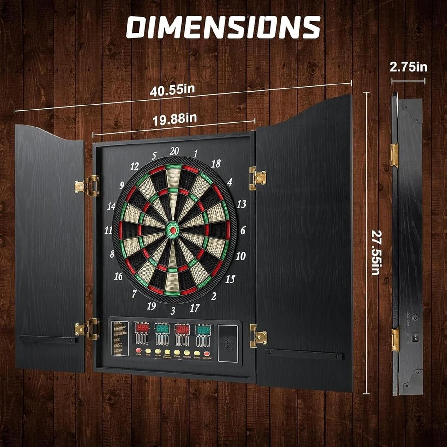 Electronic Dartboard Cabinet Set, Double Wood Door Panel Electric Darts Machine, Multiple Styles Smart Dartboard Darts Game with LED Display for Parties and Game Nights. ﻿