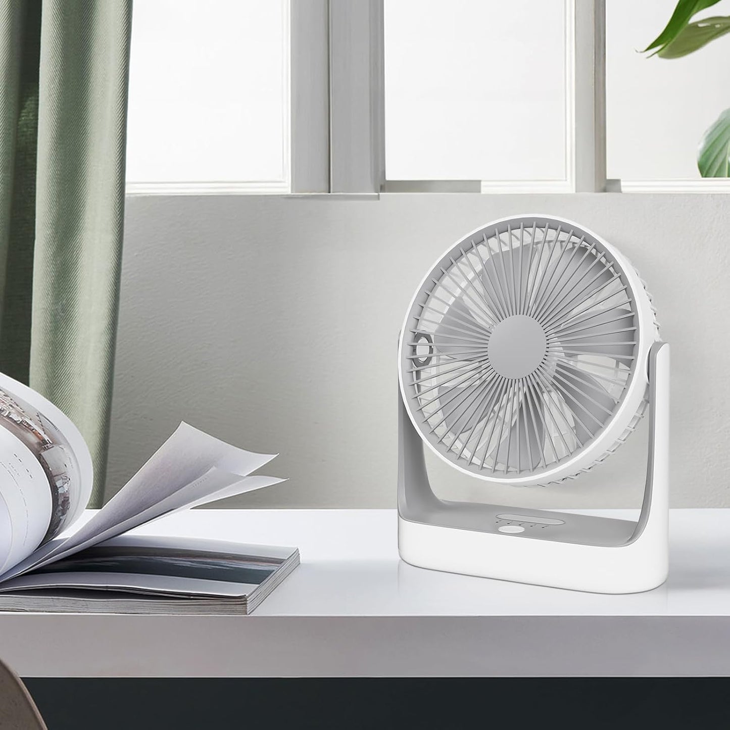 Mollie 6-Inch Small Rechargeable USB Desk Fan, Battery Operated with Speeds for Home Office Bedroom, Portable Cooling