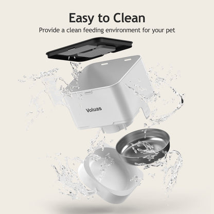 VOLUAS Automatic Pet Feeders for Cats and Dogs, Dry Food Dispenser with Desiccant Bag, Timed Cat Feeder, Programmable Portion Size Control 4 Meals Per Day, 10s Voice Recorder