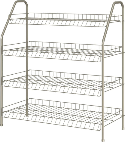 ClosetMaid 4-Tier 12 Closet, Wire Shoe Rack Organizer, Nickel Finish, Easy to Assemble, Holds Pairs, for Bedroom