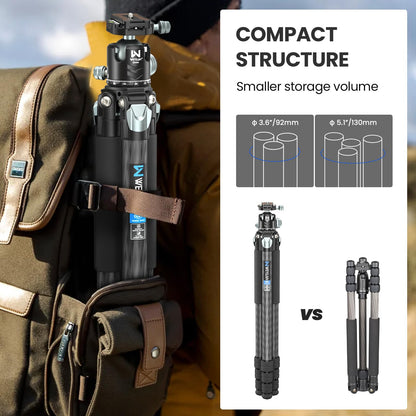 81'' Carbon Fiber Tripod for Camera WEYLLAN Heavy Duty Tripod Camera, 10-Layer Carbon Fiber Tube, 32.5mm Professional Tripod Leg with DSLR Ball Head for Camcorder Telephoto Lens, Max Load 20kg