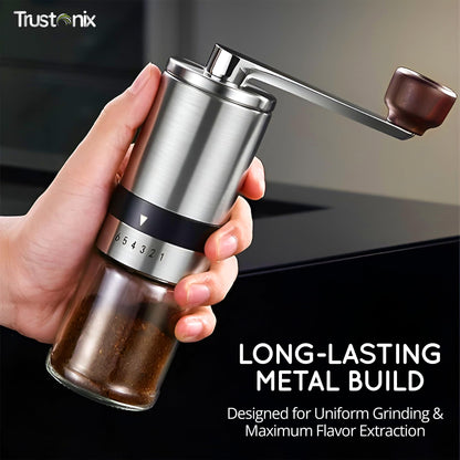Trustonix - Portable Hand Coffee Grinder | Portable Coffee Grinder for Travel | Cocoa Beans Grinder | Portable & Compact Design | Smooth Grinding | Easy To Use | Higher Efficiency | Powerful & Stable