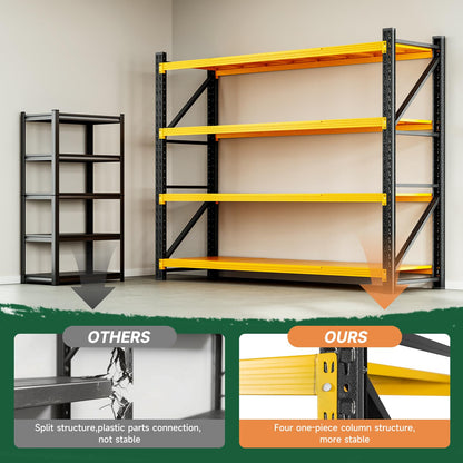 Letaya 6000LBS Heavy Duty Storage Shelves,79" W Metal Garage Shelving Units,4 Tier Large Tall Industrial Shelving,Adjustable Utility Rack Shelf for Warehouse,Basement (Yellow, 79" W x 24" D x 79" H)