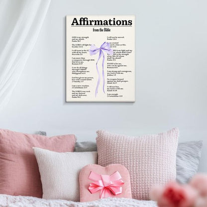 DSHFG Coquette Bible Verses Wall Art - Framed Christian Canvas Decor with Purple Bow | 14x11 Inch