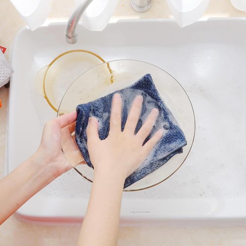 Homaxy 100% Cotton Waffle Weave Dish Cloths - Ultra Soft & Absorbent Kitchen Towels | 12 x 12 Inches, Navy Blue, 6-Pack