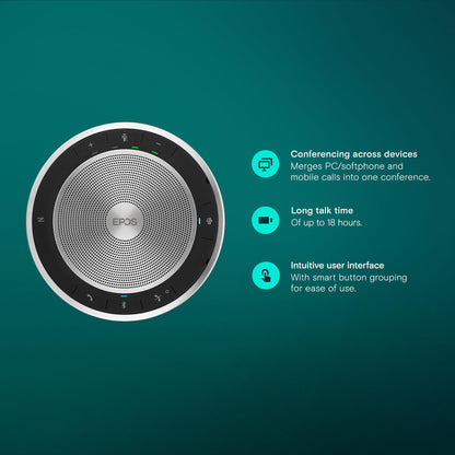 EPOS Expand SP 30T (1000225) Portable Bluetooth Speakerphone - Instant Conferencing Anywhere - Sound-Enhanced - PC, Mobile Phone & Softphone Connection