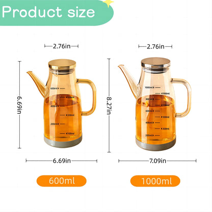 SQDWYGUO 2025 Oil Dispenser Bottle with Drip Free Spout Food Grade Oil Vinegar Cooking Sprayer Kitchen Glass Container Bottles (600 ML)