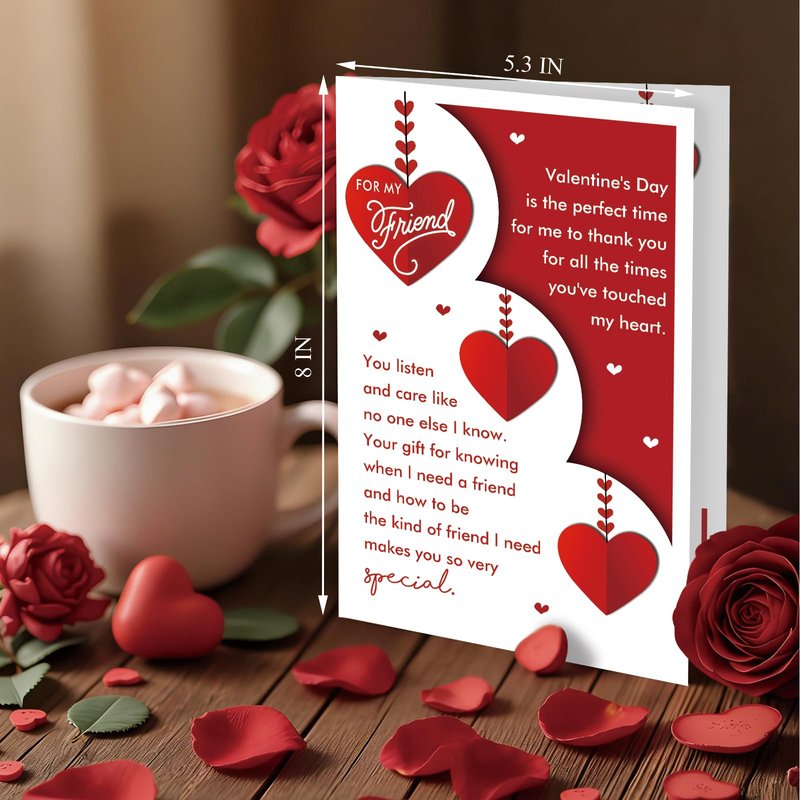 Supoeguk Heartfelt Valentine's Day Card for Friend, Romantic Best Friend Valentines Cards Gifts, You Are One of The Kindest Friends Anyone Could Hope for