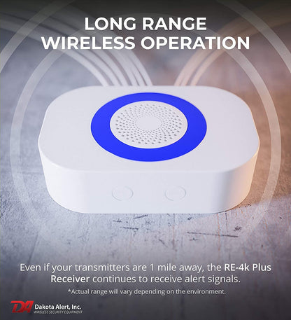Dakota Alert Driveway Alarm Sensor - DCPA-4k Plus Driveway Alarms Wireless Outside Weatherproof Alert System, 1-Mile-Long Range Sensors, Receiver & Vehicle Detecting Probe Transmitter & 50' Wire