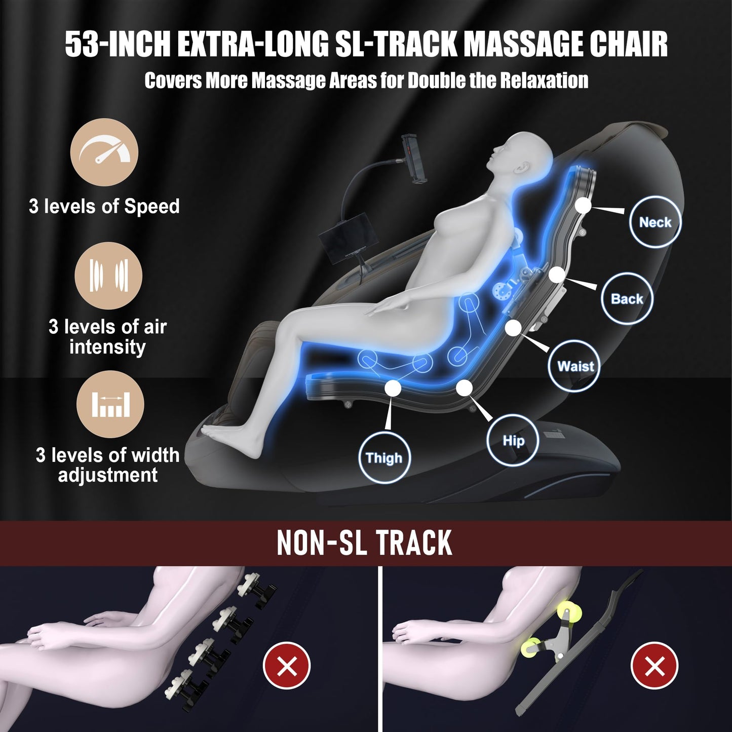 Notired Massage Chair Full Body, 2026 Zero Gravity SL-Track Shiatsu Massage Recliner Chairs with 12 Auto Modes, Foot Rollers, Waist & Calf Heating, Thai Yoga Stretch, AI Control & Body Scan L183 Beige