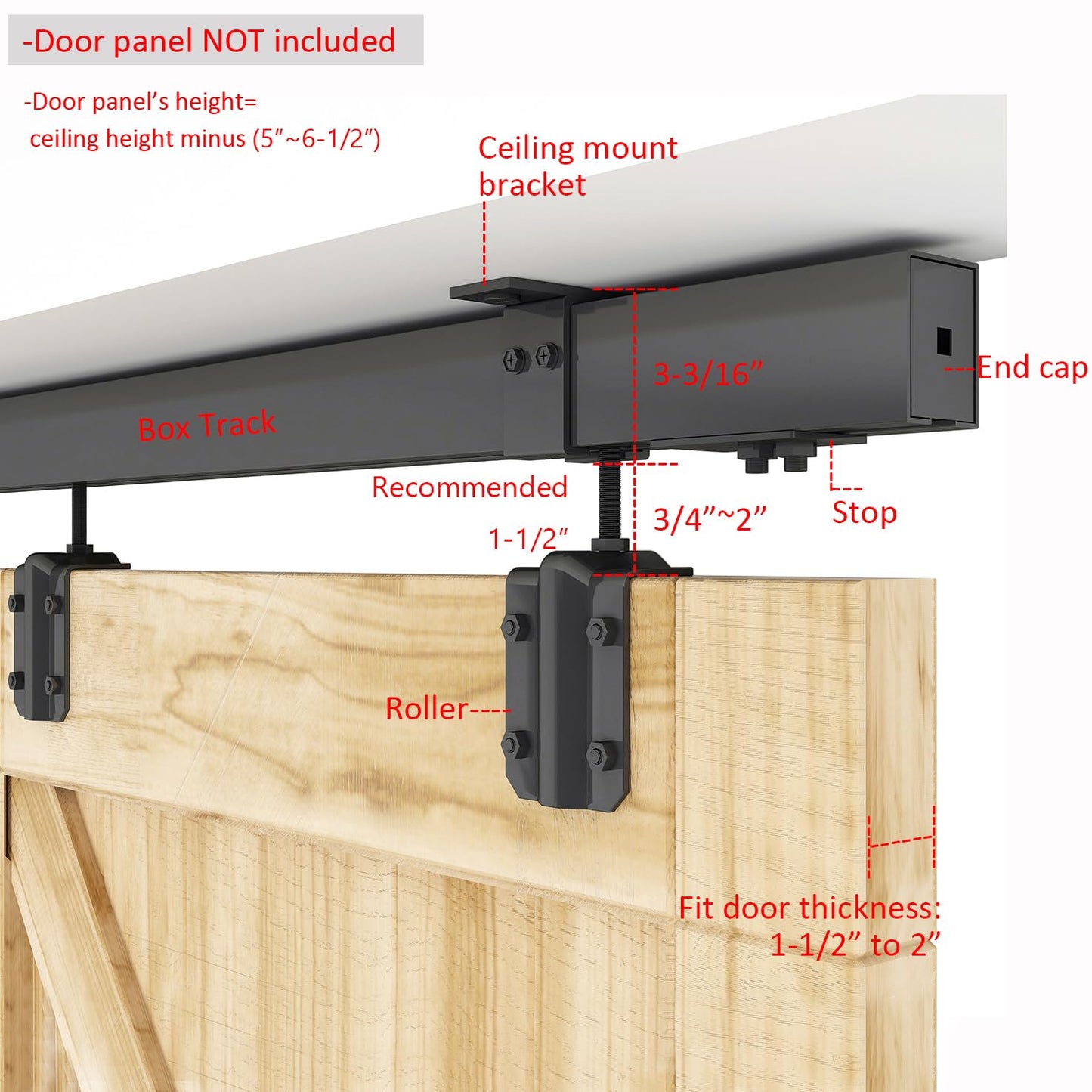 DIYHD 16FT Ceiling Mount Outdoor Double Sliding Barn Door Hardware,Heavy Duty Box Track Kit for Exterior Use,Max Load 300lbs,Fit 2 X48 in Doors (Hardware Only,No Door)