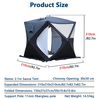 WACLMOTAKE 70.8x70.8x78'' Outdoor Sauna Tent, 3-5 Person Steam for Dry Sauna, Pop Up Ice Fishing Tent, Windproof Warm Portable Ice Shanty with Anchors/Ropes/Carrying Bag Sauna-Tent-2.1m