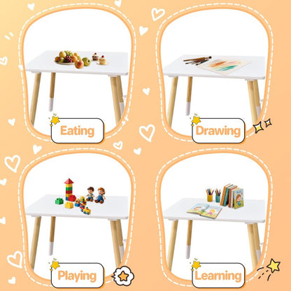 IDEA FAMILY Kids Wood Table and 2 Chair Sets, Toddler Small Multi-Activity Study, Eating, and Playing Table Set for Age 3-7, Child Desk and Chair Set for Daycare, Classroom, Home
