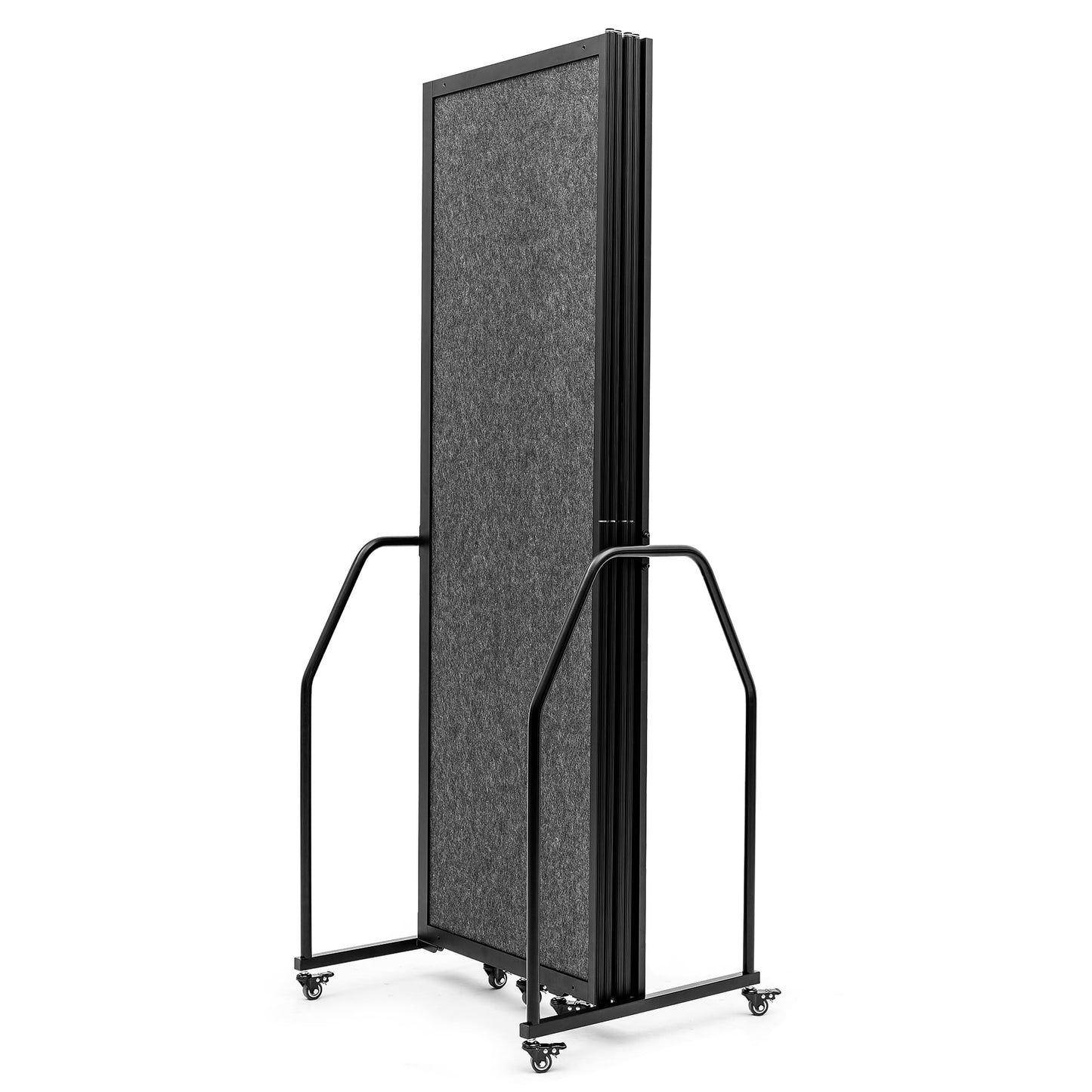 Artigwall Folding Privacy Screens Freestanding partition with Wheels and arms Portable dividers for Medical Hospital Offices 5 Panel, Dark Gray