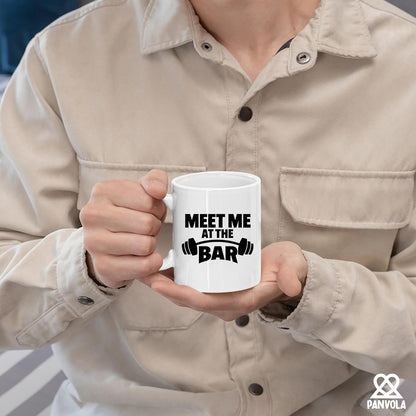Panvola Meet Me At The Bar Weightlifting Gift Mug, Funny Ceramic Gym Coach Mug for Dad, Husband, or Brother