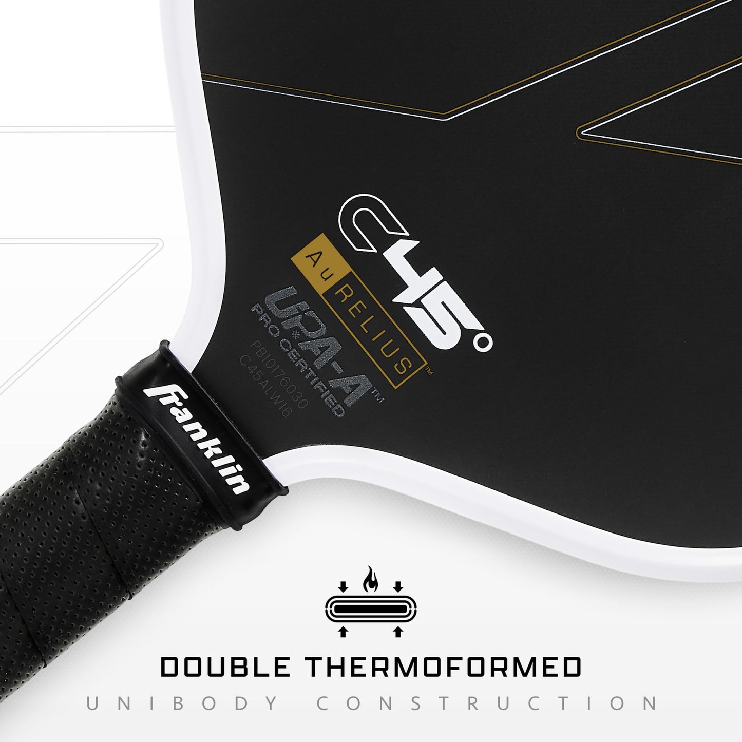 Franklin Sports PRO Pickleball Paddles – C45 Carbon Fiber Series - Official USAP + UPA Approved Pickleball Paddle - Aurelius 16mm Polymer Core - Official Shape of Anna Leigh Waters - Black/White