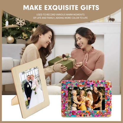 zjdbset DIY Mosaic Photo Frame Craft Kit for 4 * 6 Photo,8 Pcs DIY Unfinished Wooden Picture Frames with Mosaic Tiles for DIY Craft