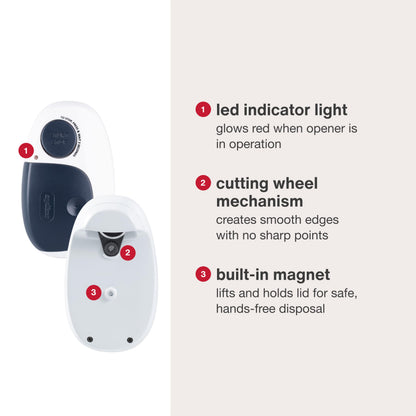 Zyliss EasiCan Electric Can Opener – One-Touch Automatic Tin Opener with Magnet for Safe Lid Removal – Compact, Hands-Free Design for All Can Sizes – Battery Operated, Easy to Use and Store