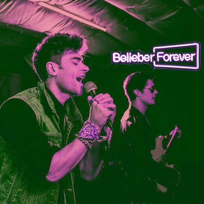Belieber Forever Neon Sign - LED Wall Light for Bedroom, Dorm, Party Decor, Pop Star Fan Art Gift