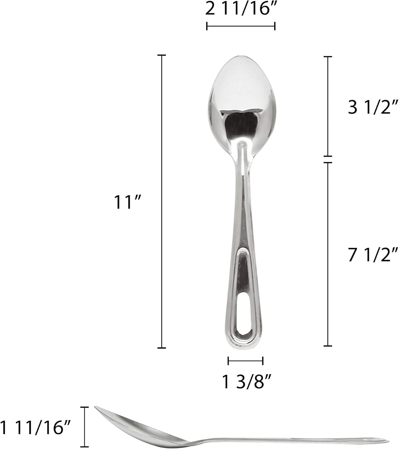 Thunder Group Solid Basting Spoon, 11-Inch with Stainless Steel Handle