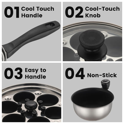 MARSKITOP Egg Poacher, Poached Eggs Cooker, Stainless Steel Egg Poaching Pan Food Grade Safe PFOA Free
