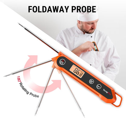 TempPro Digital Instant Read Meat Thermometer - Waterproof Kitchen Tool with Backlight & Calibration