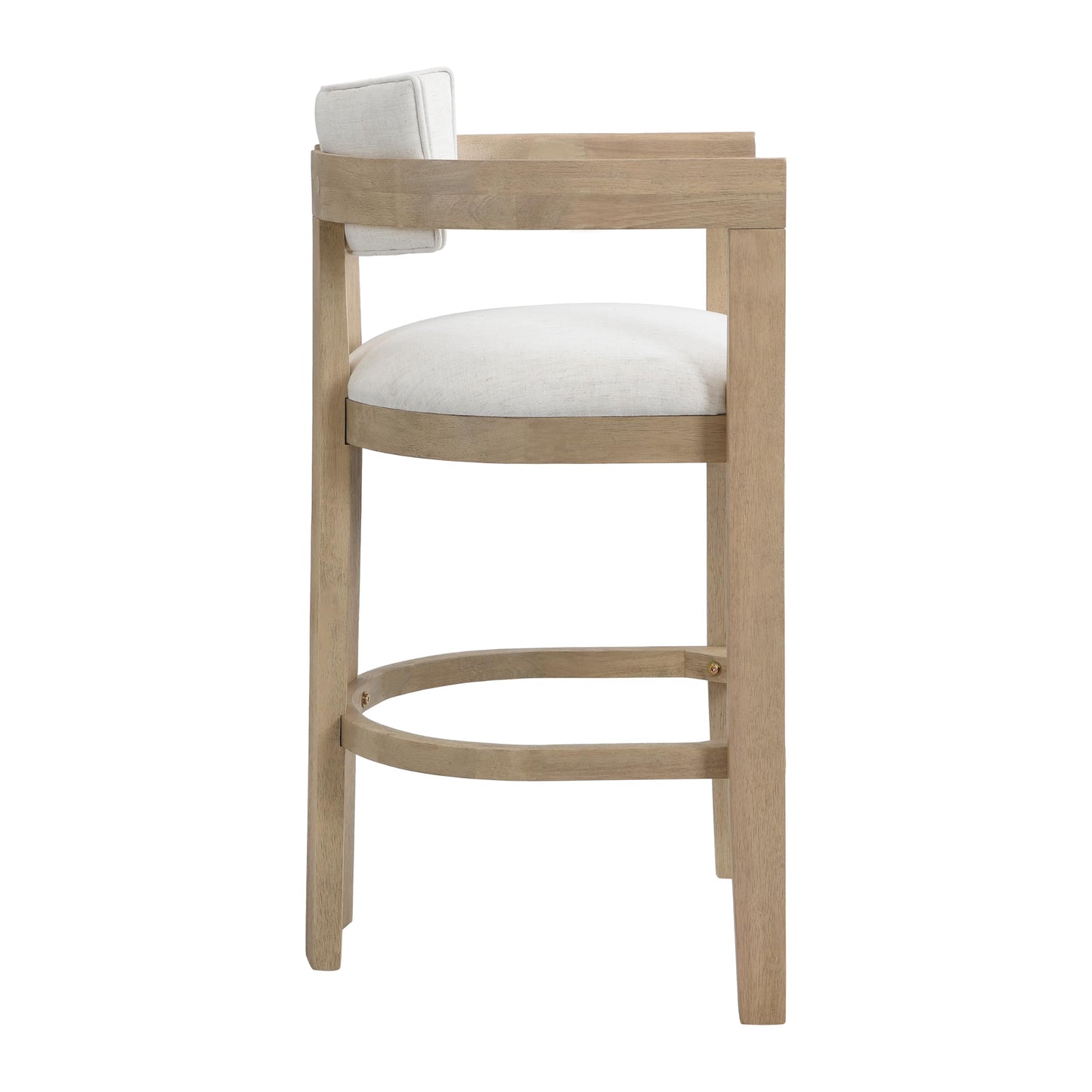 Christopher Knight Home Falcon Bar Stools Set of 2, Fabric Round Backrest Counter Height Barstool for Kitchen Island, Wooden Dining Room Chair, Bar Table Counter Stool with Footrest, Light Ash+Beige