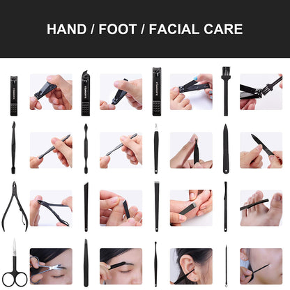 FAMILIFE Manicure Set, Nail Professional Kit Manicure Kits Nail Clipper Sets, 13PCS Stainless Steel Pedicure Sets Mens Grooming Tool, with Brown Leather Travel Case for Men
