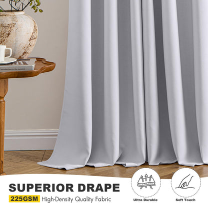 MIULEE Blackout Curtains - Thermal Insulated Room Darkening Drapes | 84 Inch, Greyish White, 2 Panels