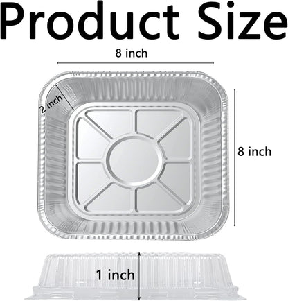 Aluminum Foil Pans - 20 Pack 8x8 Inch Disposable Baking Trays with Lids for Takeout & Catering