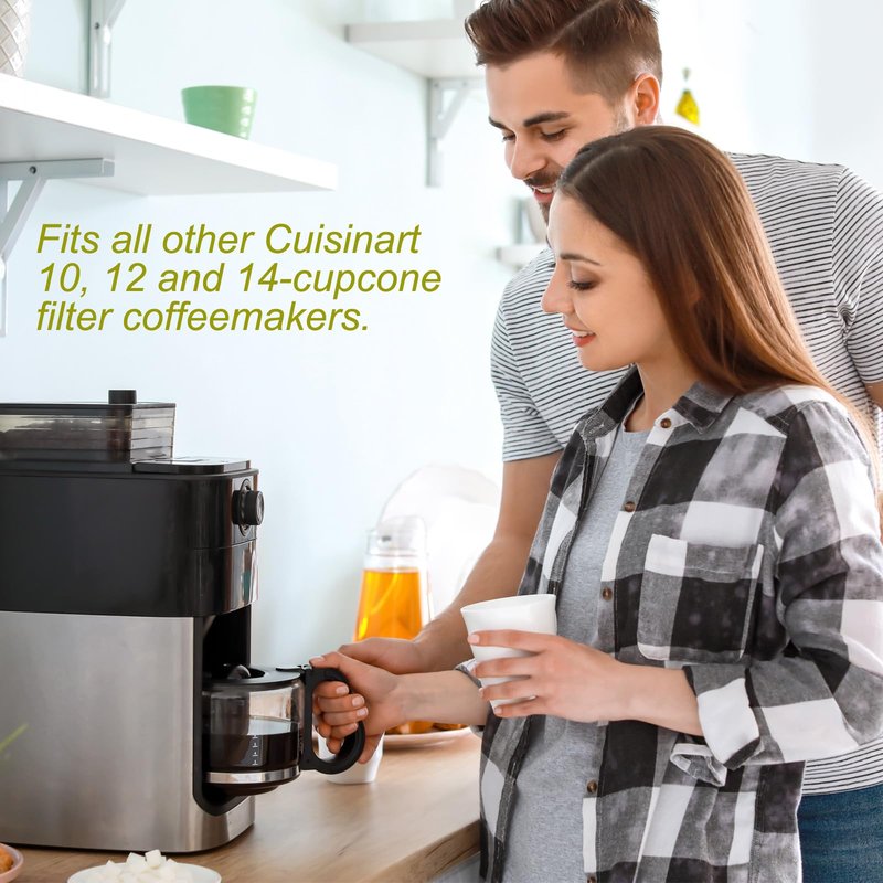 2 Pack GTF Gold Tone Coffee Filter for Cuisinart, Reusable 10-12 Cup #4 Style Cone Coffee Filters Basket Replacement for Cuisinart Coffee Makers