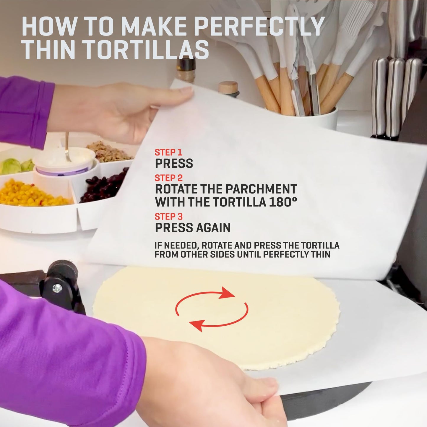 Uno Casa Cast Iron Tortilla Press 8 Inch - Bundle of Skillet for Roti / Comal Pan, Tawa / Dosa Pan Pataconera, Comales para Tortillas