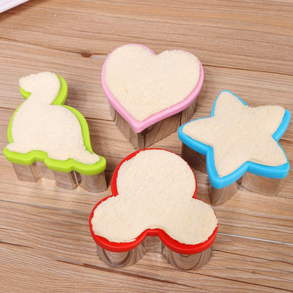 Sandwich Cutter Set - 4 Sandwich Cutters Shaped Like Dinosaur, Star, Heart, and 8 Vegetable Cutters for Children