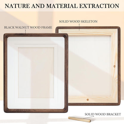 11x14 8x10 5x7, Wooden Large Picture Frames Matted to / Natural Black Walnut Frames Brown