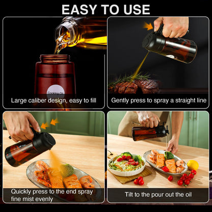 Oil Sprayer for Cooking, 2 In 1 Oil Dispenser and Oil Sprayer (Black+Dark Brown)