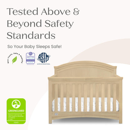 Simmons Kids SlumberTime Emma 4-in-1 Convertible Baby Crib N More - Greenguard Gold Certified, Natural Sandstone