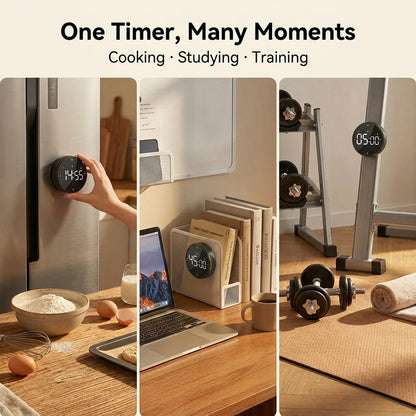TLTWHS Rechargeable Magnetic Kitchen Timer, LED Countdown/Count-Up Timer, Supports USB-C Charging, with Loud Alarm, 3 Preset Quick Times (5/15/25m), Perfect for Kitchen Cooking, Studying, and Fitness