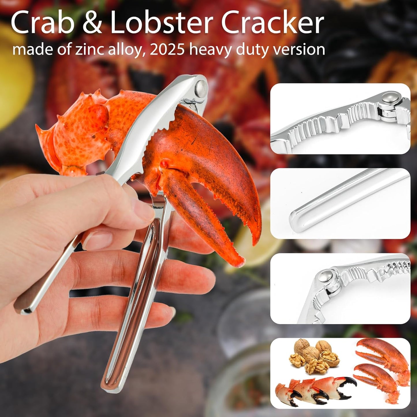 12 Set, Set Pcs Lobster Crackers and Picks Crab Leg Cracker Tools, Stainless Steel Seafood Crackers & Forks Nut Cracker