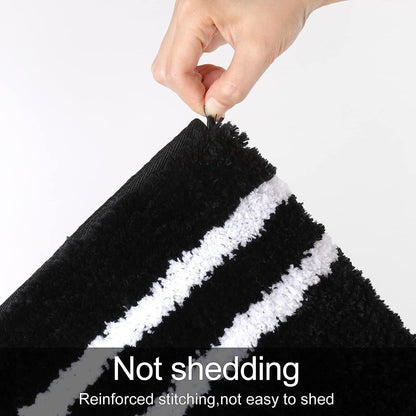 Uphome Black Bathroom Rugs, Shaggy Soft Microfiber Bath Mat, Non Slip Machine Washable, 18x26 inch