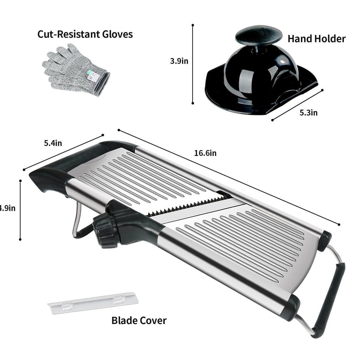 Mandoline Food Slicer, Adjustable Mandoline Slicer for Kitchen, Stainless Steel Mandolin Vegetable Chopper for Potato/Tomato/Onion, Vegetable Slicer Julienne Cutter with Cut-Resistant Gloves