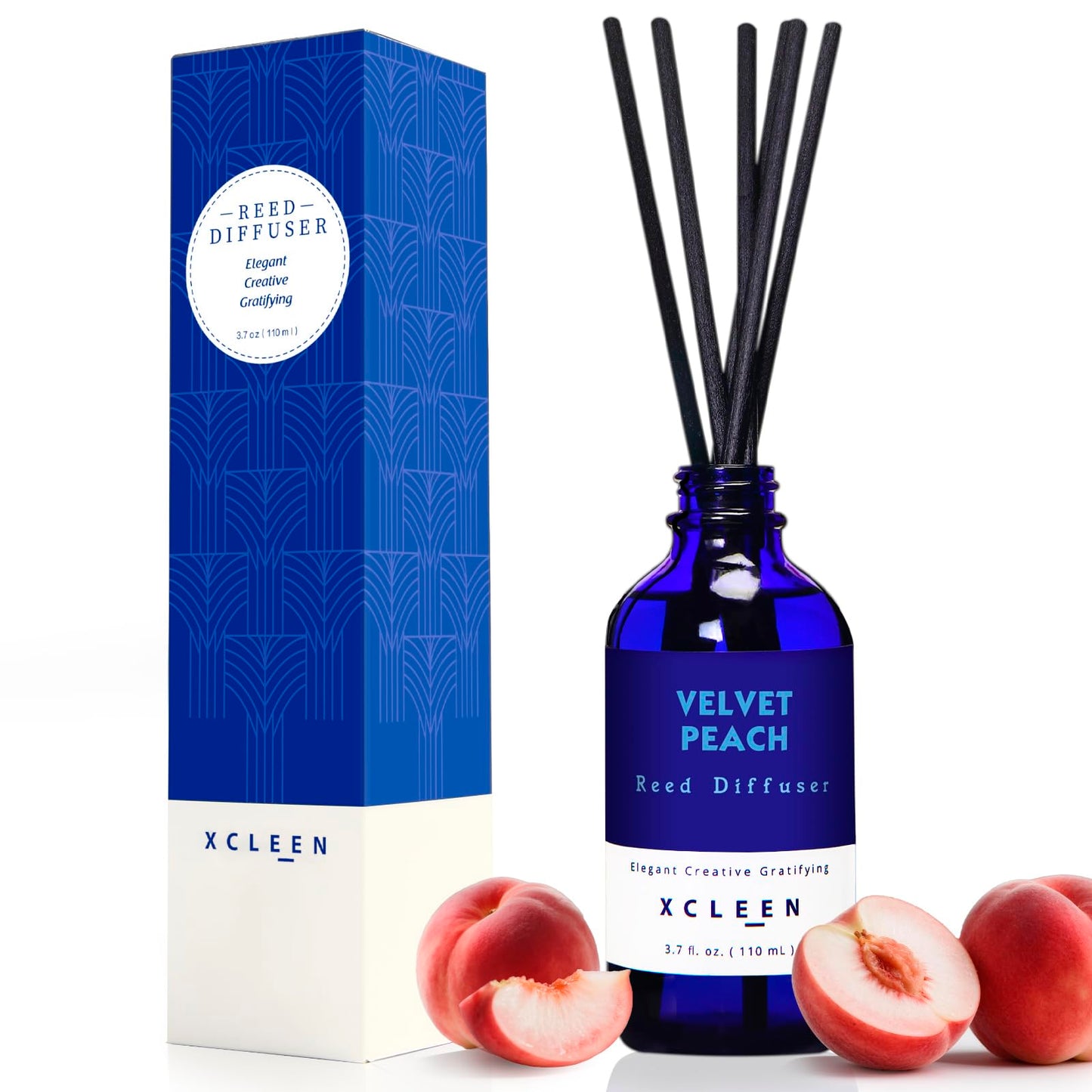 Reed Diffusers Set, 3.7 Oz Scent Diffuser, 6 Reed Diffuser Sticks, Home Fragrance Hyacinth, Peony & Citrus, Aromatherapy Oil Diffuser Reeds, More Masculine Scent, Bathroom & Office Decor 110ml