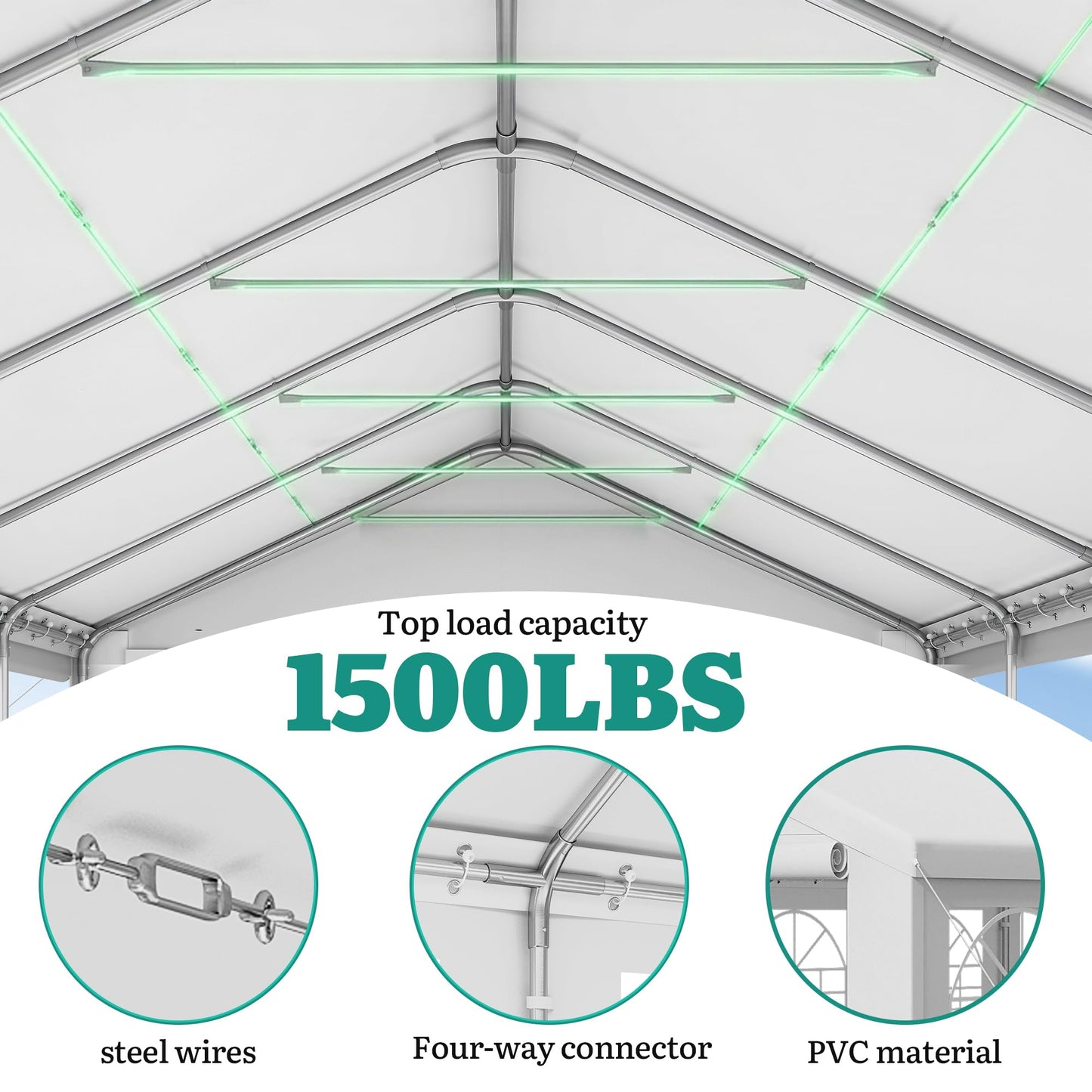 YITAHOME 20x50FT Party Tent Heavy Duty Wedding Tent Event Shelters Outdoor Canopy Upgraded Steel Carport with Removable Sidewall Windows for Commercial and Parties