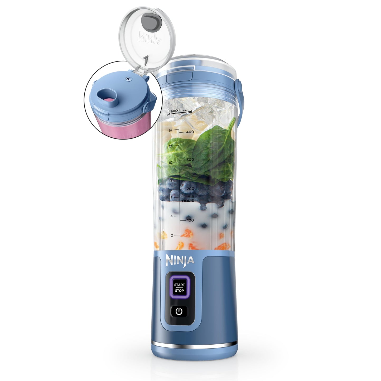 Ninja BC151BK Blast Portable Blender, Cordless, 18oz. Vessel, Personal Blender-for Shakes & Smoothies, BPA Free, Leakproof-Lid & Sip Spout, USB-C Rechargeable, Dishwasher Safe Parts, Black