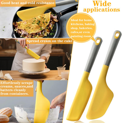 Bigwinyep Omelette Spatula, Silicone Spatula Heat Resistant Flip and Fold Omelette Turner for Kitchen Omelet Pancake Crepes, Yellow
