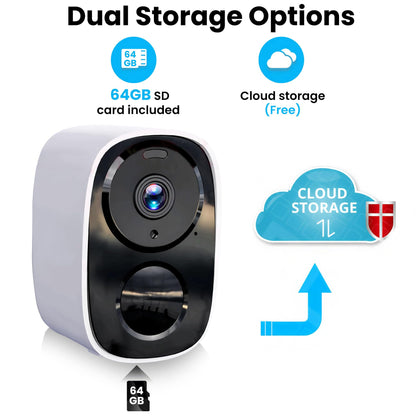 2025 Upgraded 2K Security Cameras Wireless Outdoor, Free Cloud Storage & Local SD Card Support, 1-6 Months Battery Life, Waterproof, 2-Way Talk, AI Motion Detection Spotlight Siren Alarm Camera